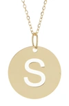 Karat Rush 14k Yellow Gold Gold Disc Initial Pendant Necklace In Gold- S