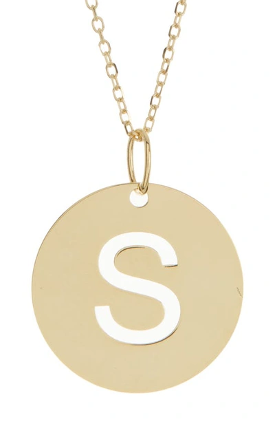 Karat Rush 14k Yellow Gold Gold Disc Initial Pendant Necklace In Gold- S