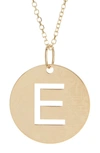 Karat Rush 14k Yellow Gold Gold Disc Initial Pendant Necklace In Gold- E