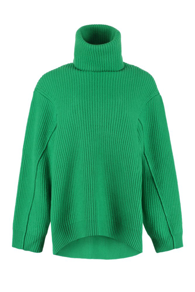 Philosophy Di Lorenzo Serafini Oversized Ribbed Wool Turtleneck Sweater In Verde
