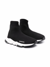Balenciaga Speed Sock Sneakers With Tricolor Sole, Toddler/kids In Black