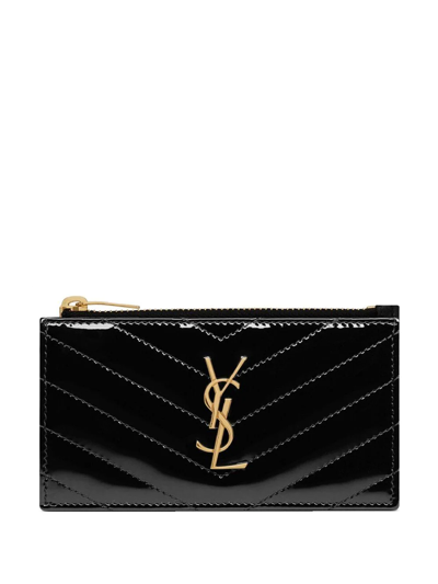 Saint Laurent Logo-plaque Cardholder Wallet In Black