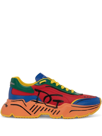 Dolce & Gabbana Men's Daymaster Mixed Media Color Block Sneakers In Multicolour