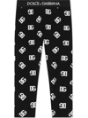 Dolce & Gabbana Interlock Leggings With Dg Logo Print In Black