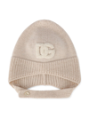 Dolce & Gabbana Logo Patch Knitted Hat In Neutrals