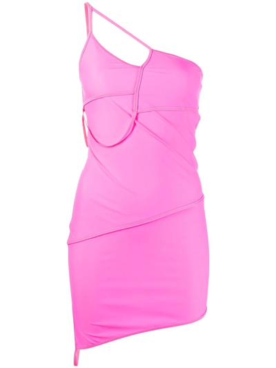 Balenciaga Asymmetric-panelled Bodycon Dress In Pink