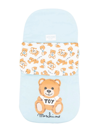 Moschino Babies' Toy Bear Print Sleep Bag In Blue