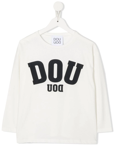 Douuod Teen Logo-print Long-sleeve T-shirt In Avorio