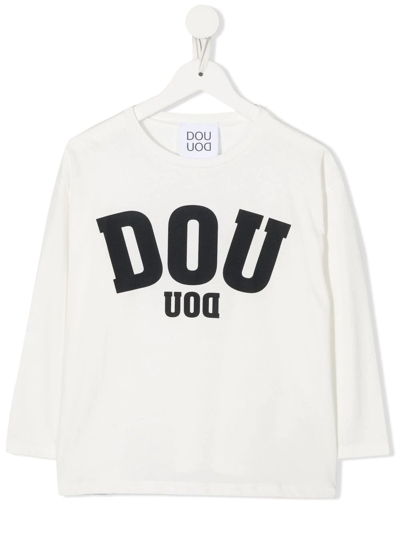 Douuod Teen Logo-print Long-sleeve T-shirt In White