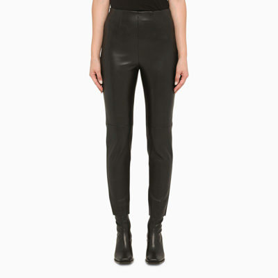 Philosophy Black Faux Leather Skinny Trousers In Nero