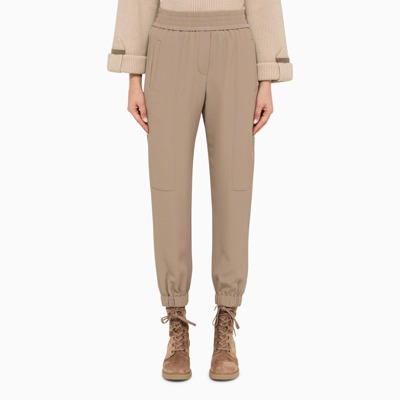 Brunello Cucinelli Camel-coloured Acetate Joggers In Beige