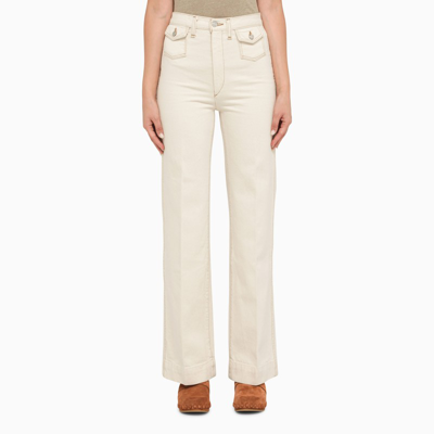 Re/done Straight Jeans In Ivory-coloured Denim In White