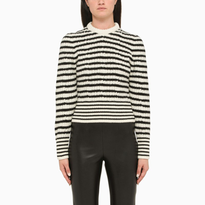 Philosophy Black And White Striped Crew Neck Jumper In Multicolor