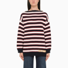 VALENTINO RED, WHITE AND BLACK STRIPED SWEATER