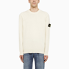 Stone Island Wool Blend Sweatshirt With Iconic Logo Patch And Timeless Design In White