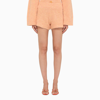 Rotate Birger Christensen High-waist Knit Shorts In Orange Wool In Orange