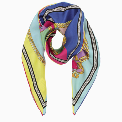 Versace Multi-coloured Silk I Ventagli Scarf In Multicolor