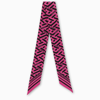 Versace La Greca Scarf In Fuchsia And Gold Silk In Pink