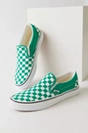 Vans Classic Slip-on Sneakers In Green Checkerboard In Green/white