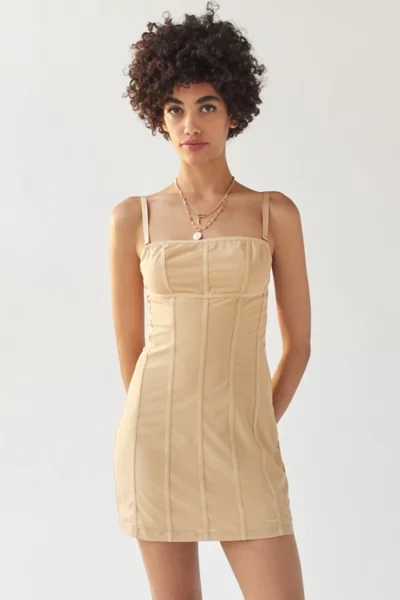 Urban Outfitters Uo Bari Corset Mini Dress In Tan | ModeSens
