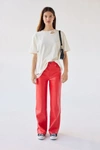 Urban Outfitters Uo High & Wide Faux Leather Pant In Red