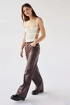 Urban Outfitters Uo High & Wide Faux Leather Pant In Brown