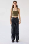 Urban Outfitters Uo High & Wide Faux Leather Pant In Black