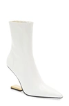 Jeffrey Campbell Combass Bootie In White Crinkle Pat Gold