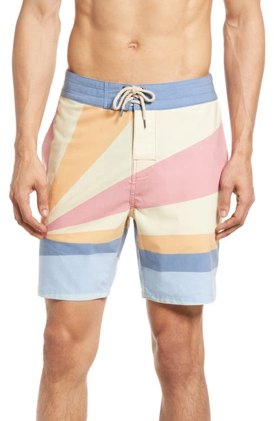 Faherty Long-length Printed Recycled Swim Shorts In Sun/wave