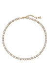 Amina Muaddi Tennis Necklace In White Crystals & Gold Base