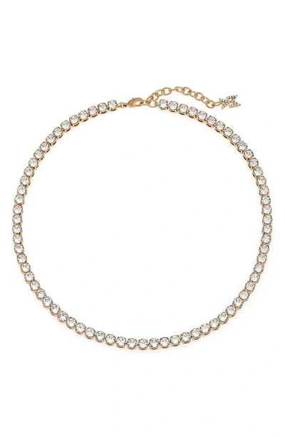 Amina Muaddi Tennis Necklace In White Crystals & Gold Base