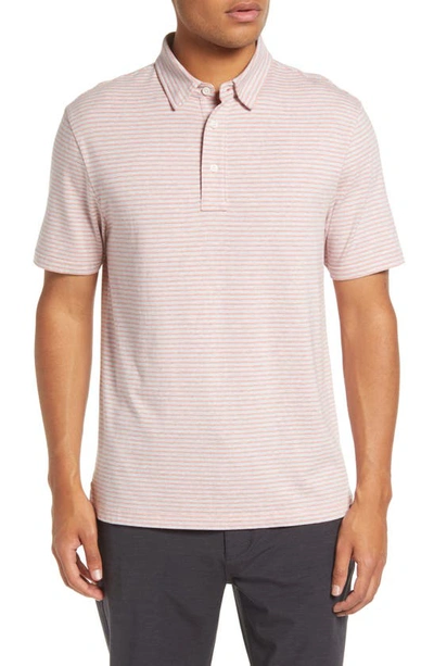 Faherty Movement Stretch Stripe Regular Fit Polo Shirt In Rose Madak
