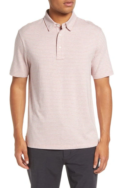 Faherty Movement Stretch Stripe Regular Fit Polo Shirt In Rose Madaket Stripe