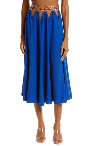 Cult Gaia Idris Embellished Linen-blend Maxi Skirt In Blue