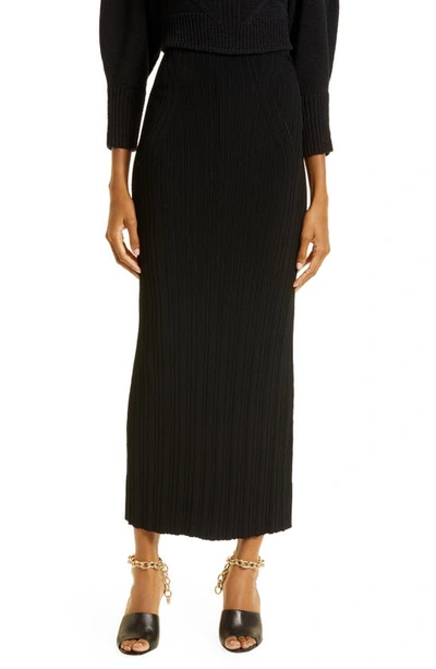 Cult Gaia Ozzy Ribbed Knitted Midi Skirt In Black