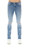 Hvman Strat Bleach Splatter Ripped Super Skinny Jeans In Blue