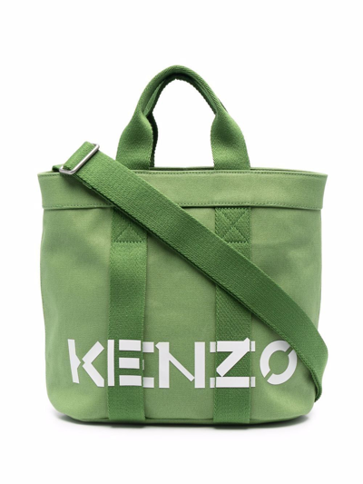 Kenzo Small Tote Bag In Green Fabric - Atterley