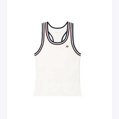 Tory Sport Tory Burch Contrast Strap Tennis Tank In Snow White/navy
