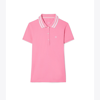 Tory Sport Tory Burch Performance Piqué Pleated-collar Polo In Cherry Blossom/snow White