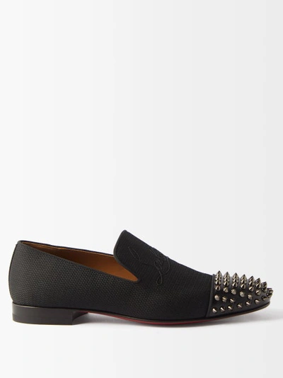 Christian Louboutin Spooky Studded Canvas Loafers In Black