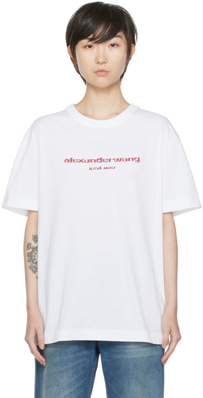 Alexander Wang Logo Printed Cotton Jersey T-shirt In White