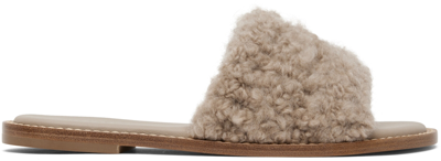 Gabriela Hearst Ballast Cashmere Flat Slide Sandals In Oatmeal