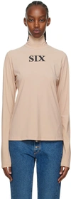Mm6 Maison Margiela Beige Nylon Turtleneck In 121 Alba