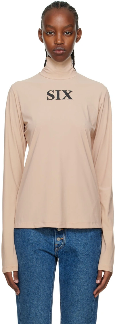 Mm6 Maison Margiela Beige Nylon Turtleneck In 121 Alba