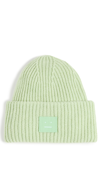 Acne Studios Pansy Face-patch Stretch-wool Beanie In Pale Green Melange