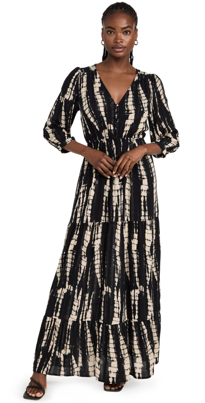 black and white tie dye maxi dress Hime Maxi Dress in Mono Tie Dye Black and White main image 1