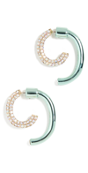 Demarson Pave Electro Luna Earrings In Electro Mint