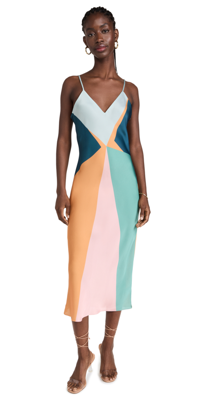Fe Noel Bella Slip Dress In Prism Print Green Multi