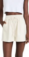 Good American Better Than Leather Drawstring Waist Shorts In Bone001