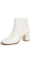 Vince Maggie Leather Zip Ankle Booties In Milk